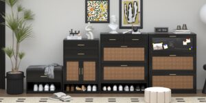Black wicker shoe cabinet