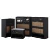 Black wicker shoe cabinet
