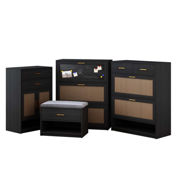 Black wicker shoe cabinet