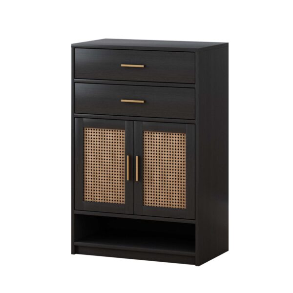Black wicker shoe cabinet