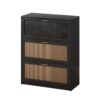 Black wicker shoe cabinet