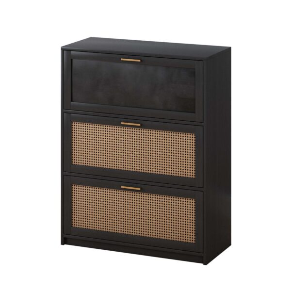 Black wicker shoe cabinet