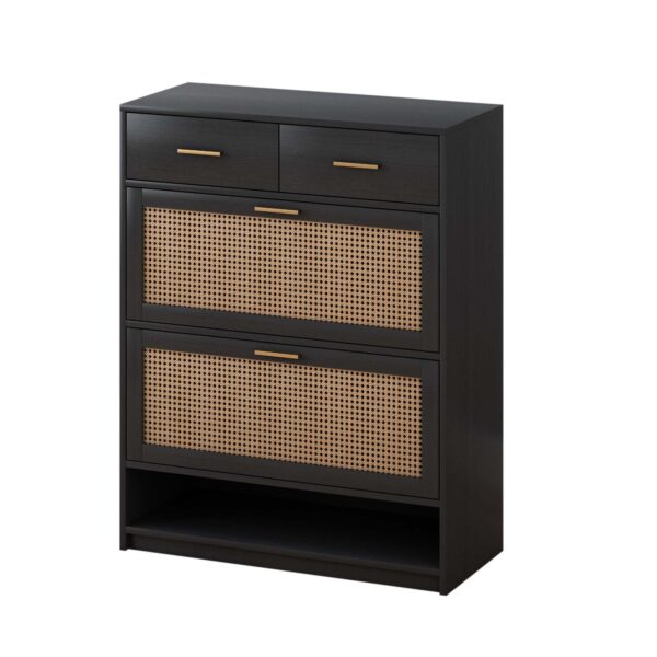 Black wicker shoe cabinet