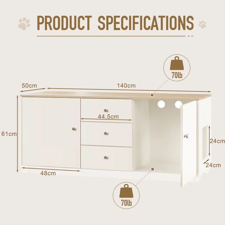 Stackable Cat Litter Box Furniture Cabinet - topclassfurniture