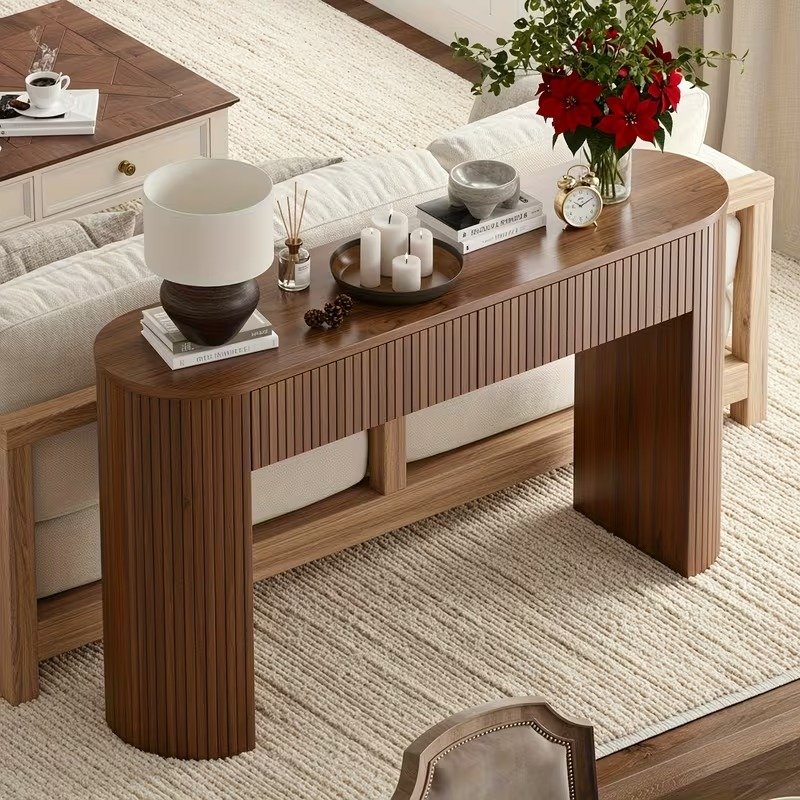 Fluted Console Table with Storage Drawers - Image 2