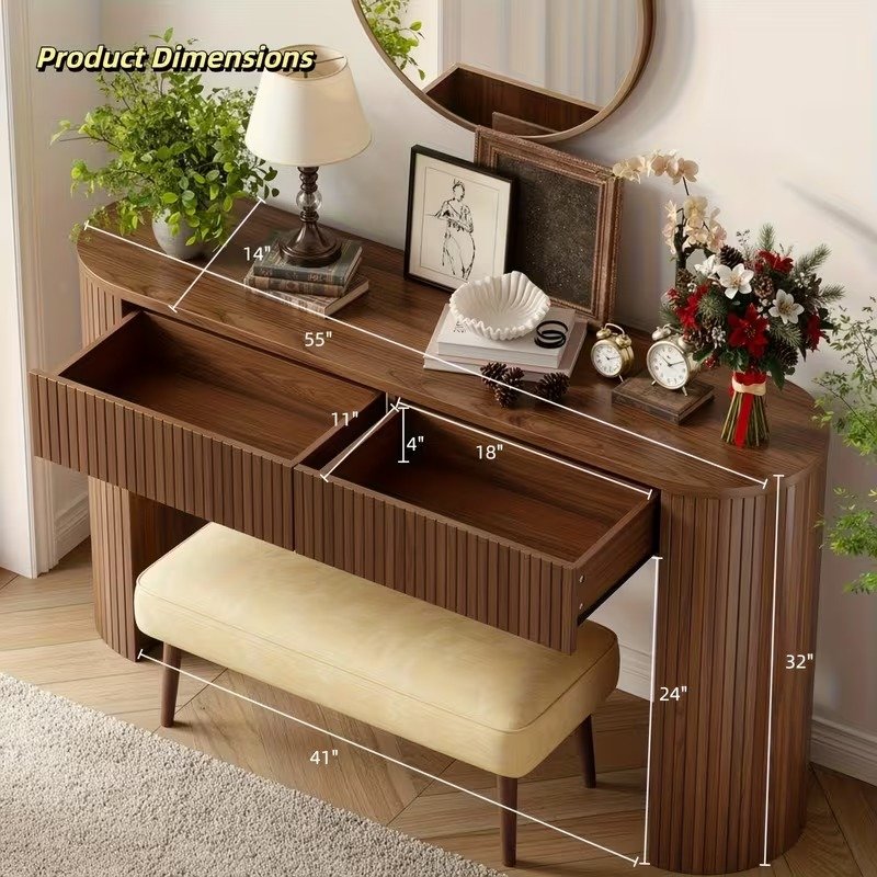 Fluted Console Table with Storage Drawers - Image 3