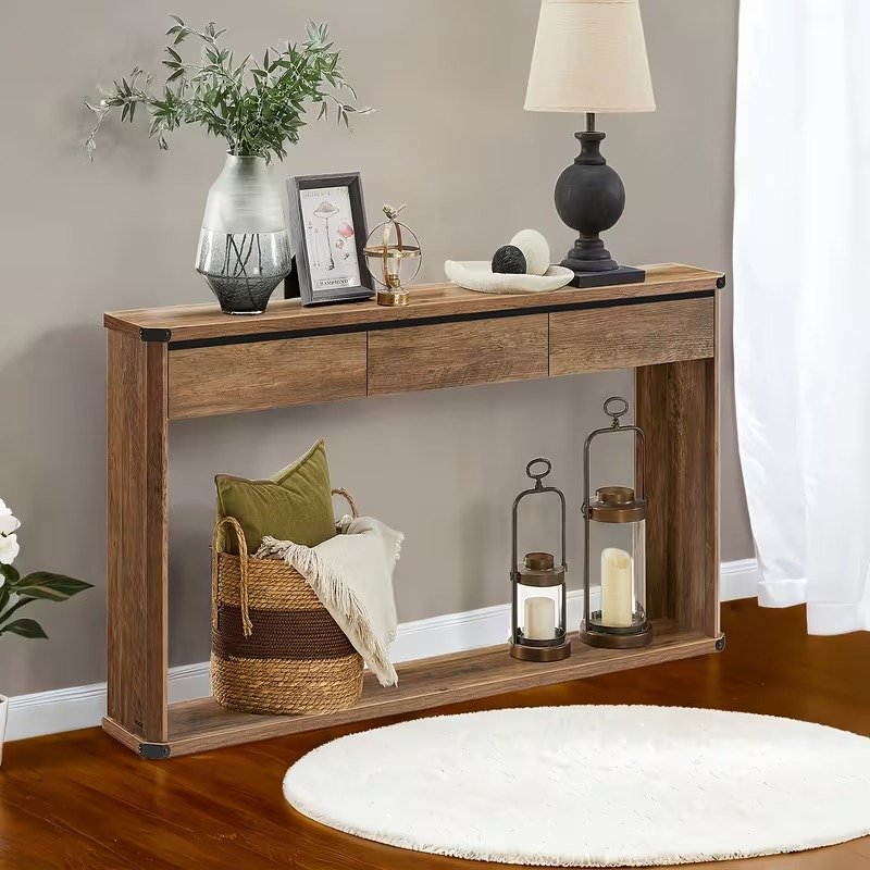 Rustic Console Table with Drawers - Image 2