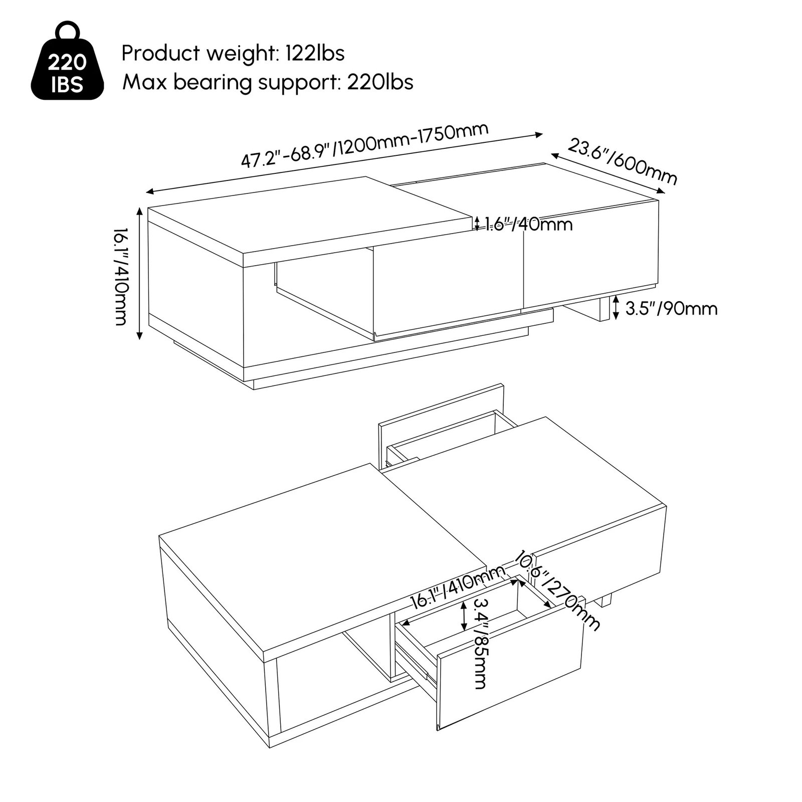 Extendable Coffee Table - Image 5