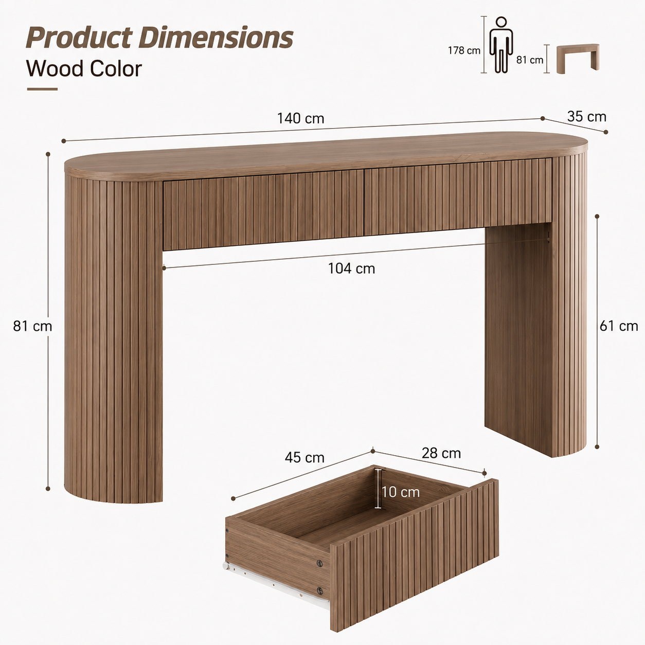 Fluted Console Table with Storage Drawers - Image 4